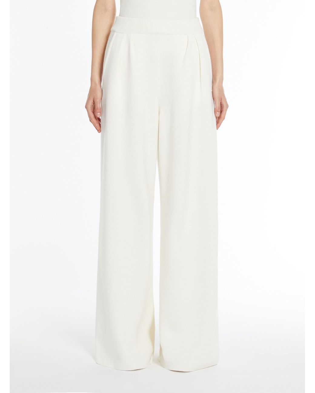 Max Mara White High Waist Wide Leg Trousers
