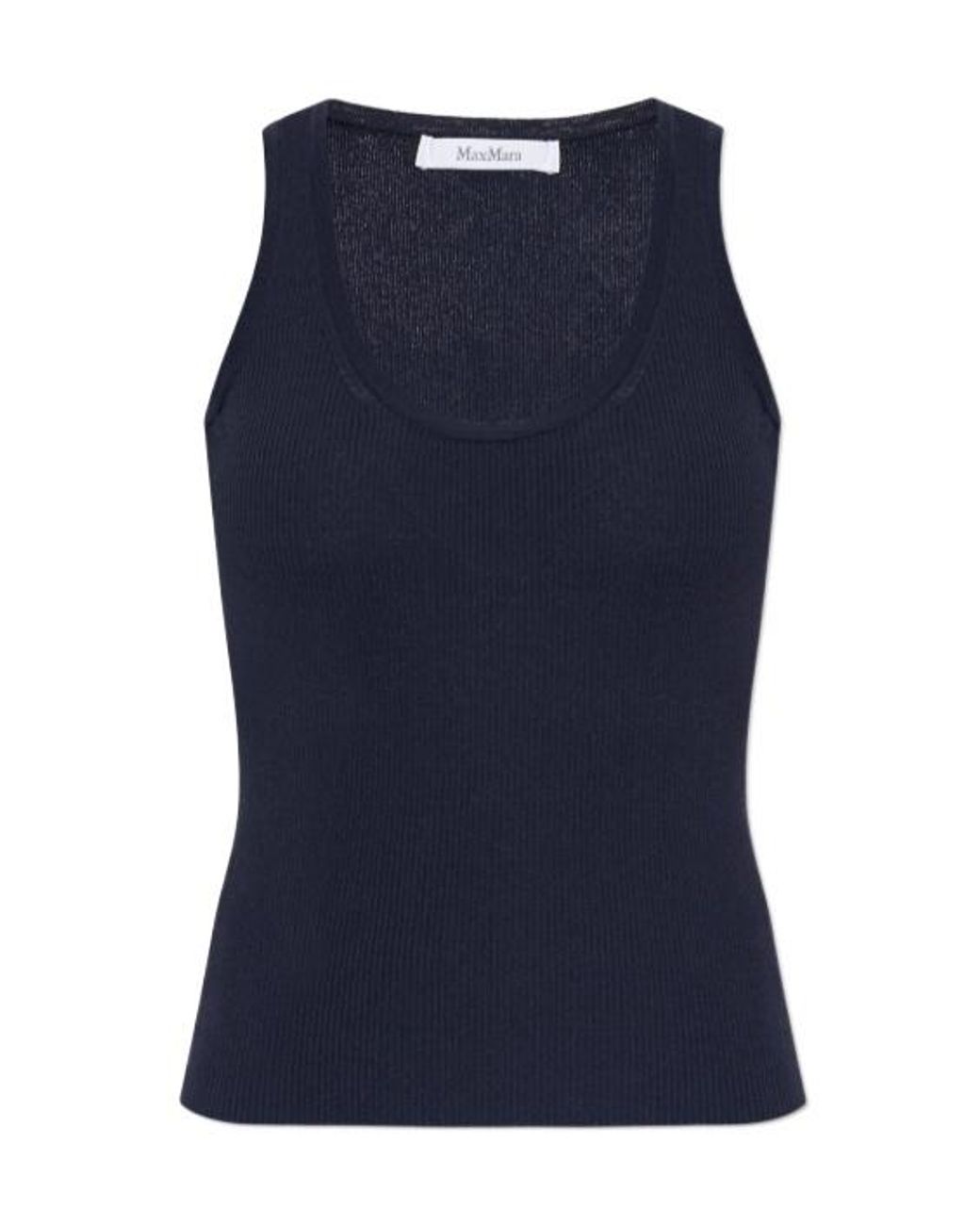 Max Mara Blue Editta Sleeveless Ribbed Tank Top