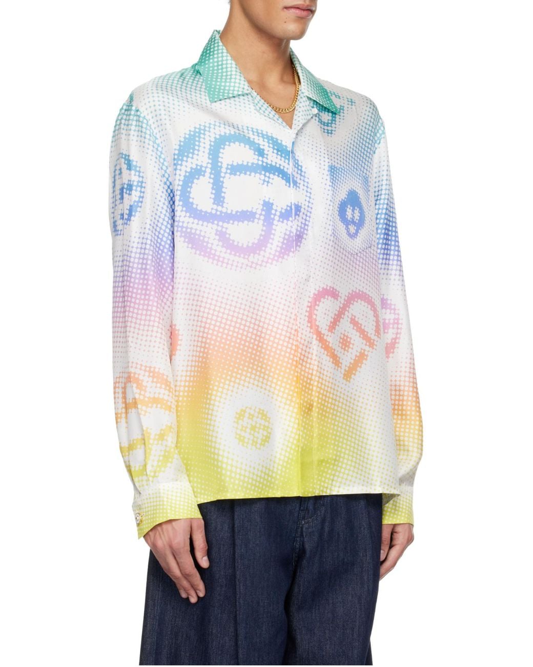 Casablanca Green Halftone Logo Long-Sleeved Shirt for men
