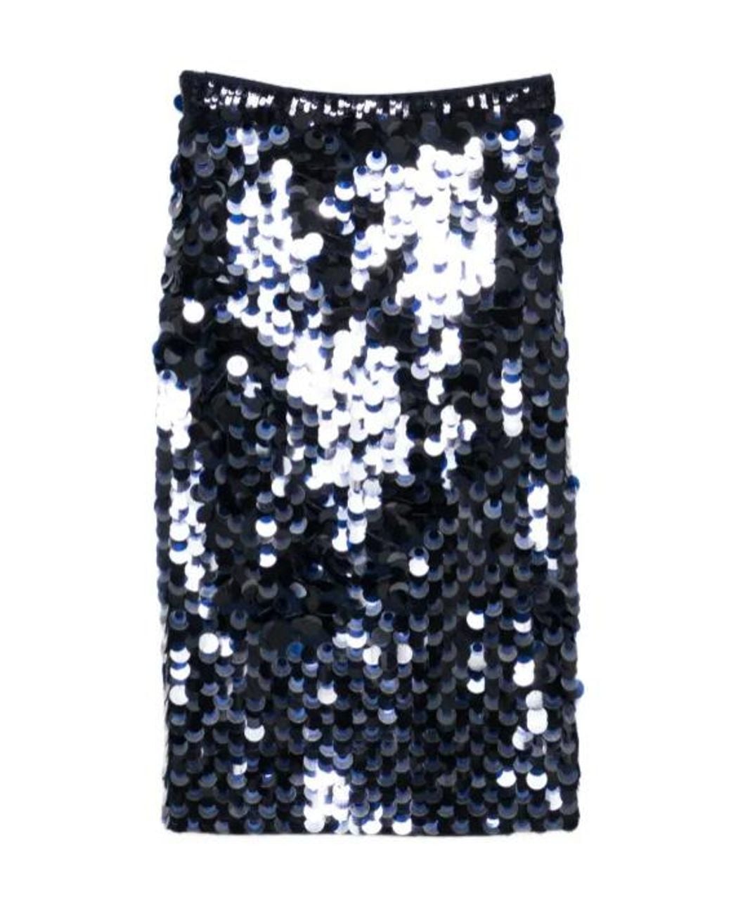 P.A.R.O.S.H. Blue Sequin Pencil Skirt