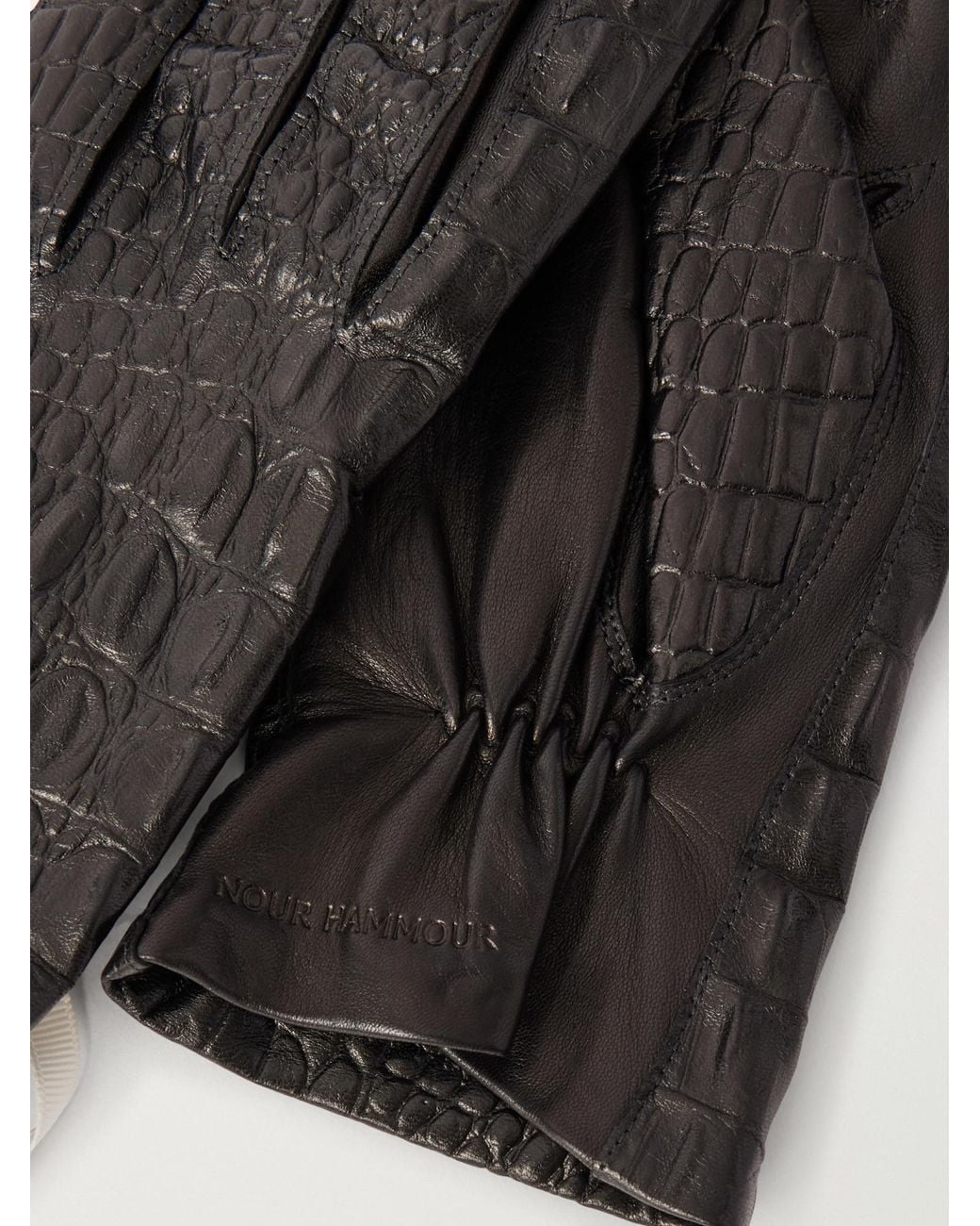 Nour Hammour Black Leather Gloves