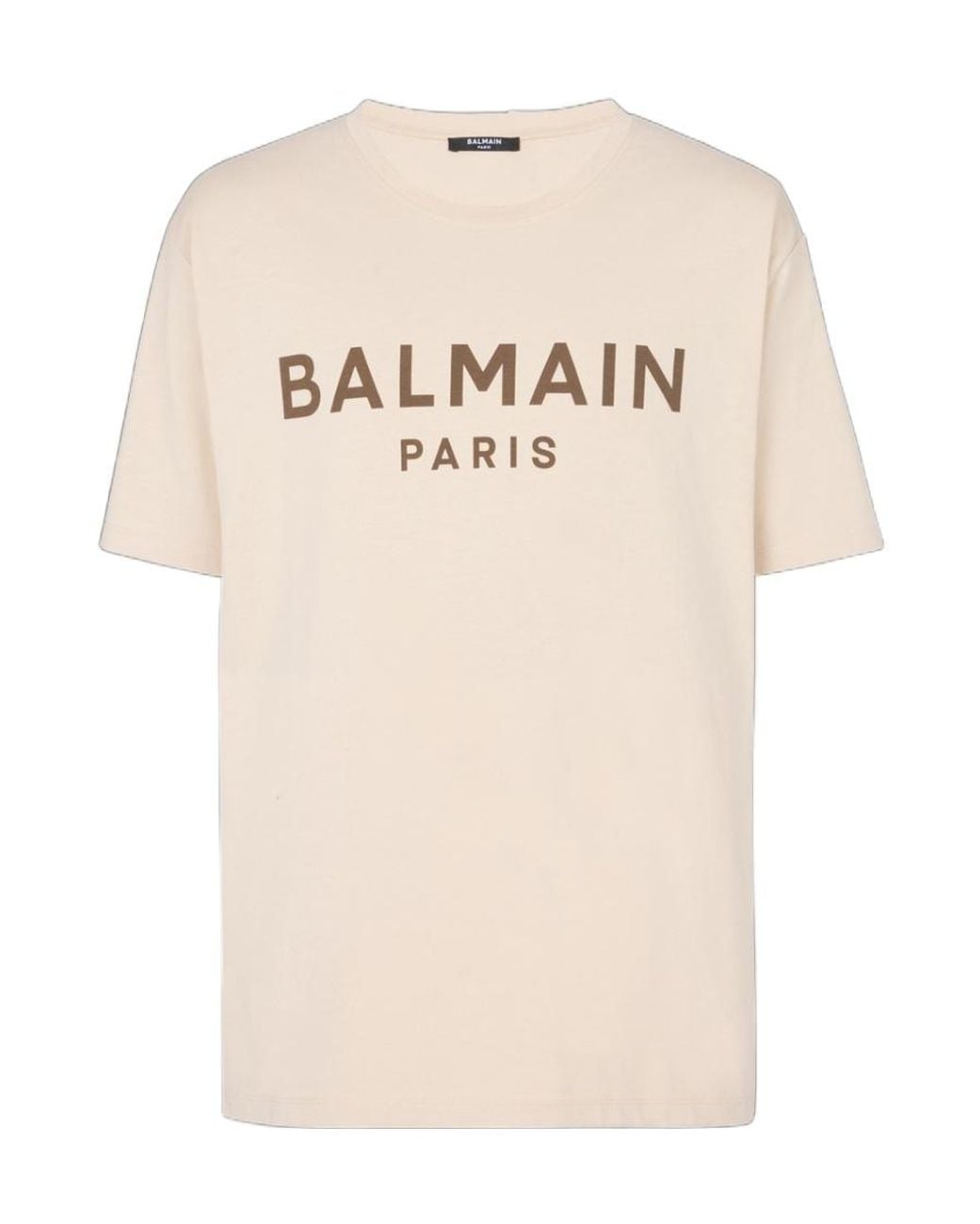 Balmain Natural T-Shirt With Paris Print for men