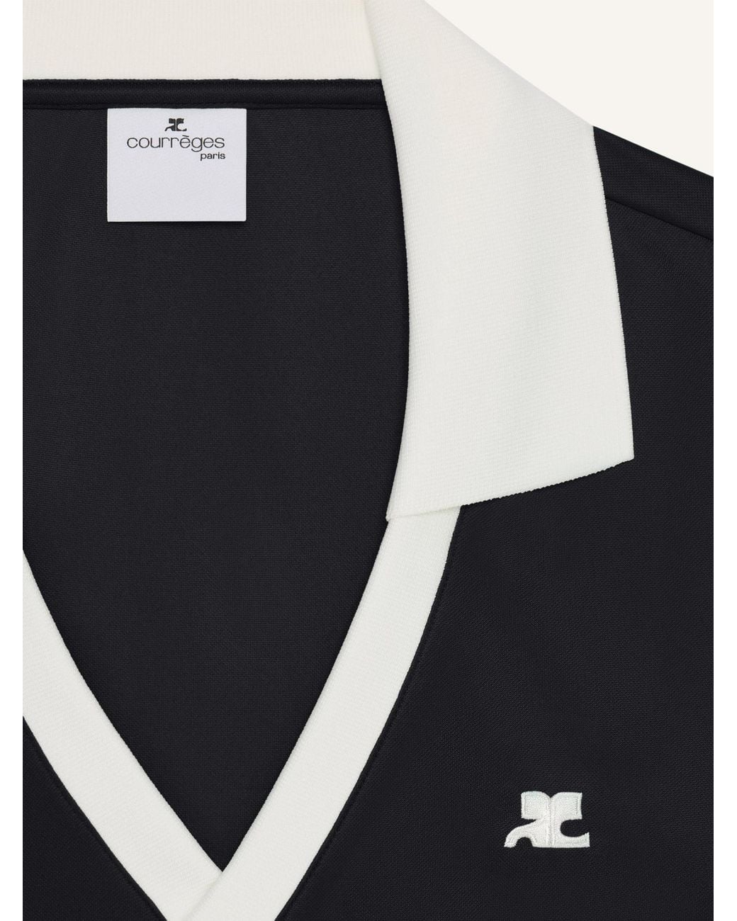 Courreges Black V-Neck Cropped T-Shirt