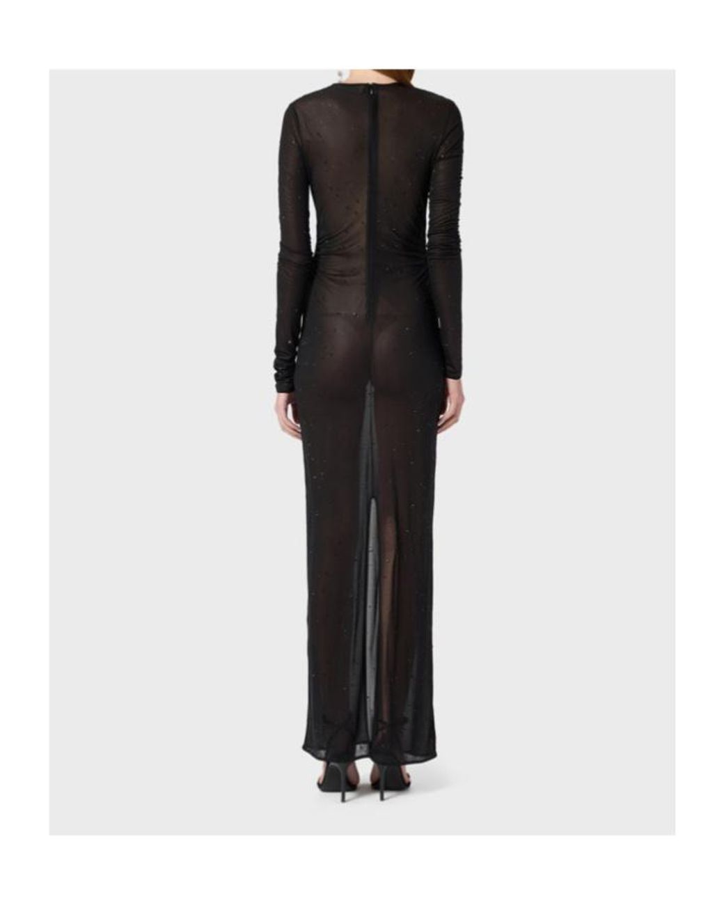 Blumarine Black Crewneck Sheer Maxi Dress
