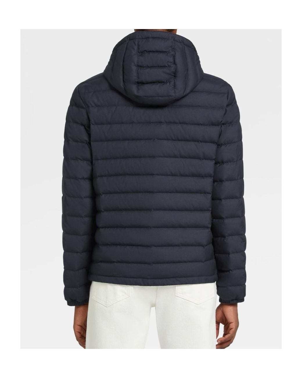 Zegna Blue Hooded Padded Jacket for men