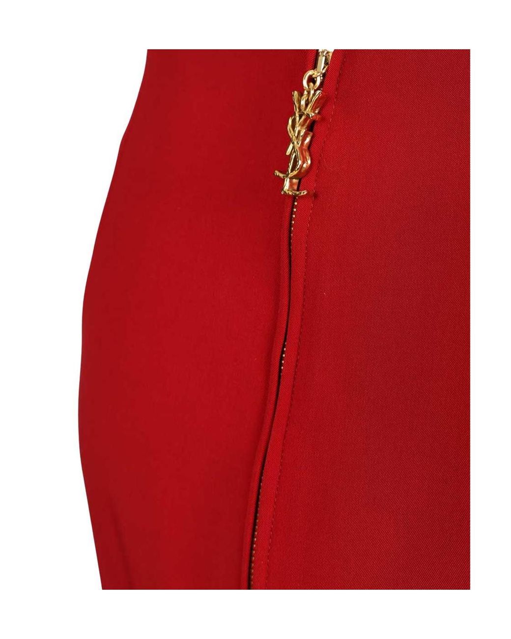 Saint Laurent Red Mid-Rise Pencil Skirt