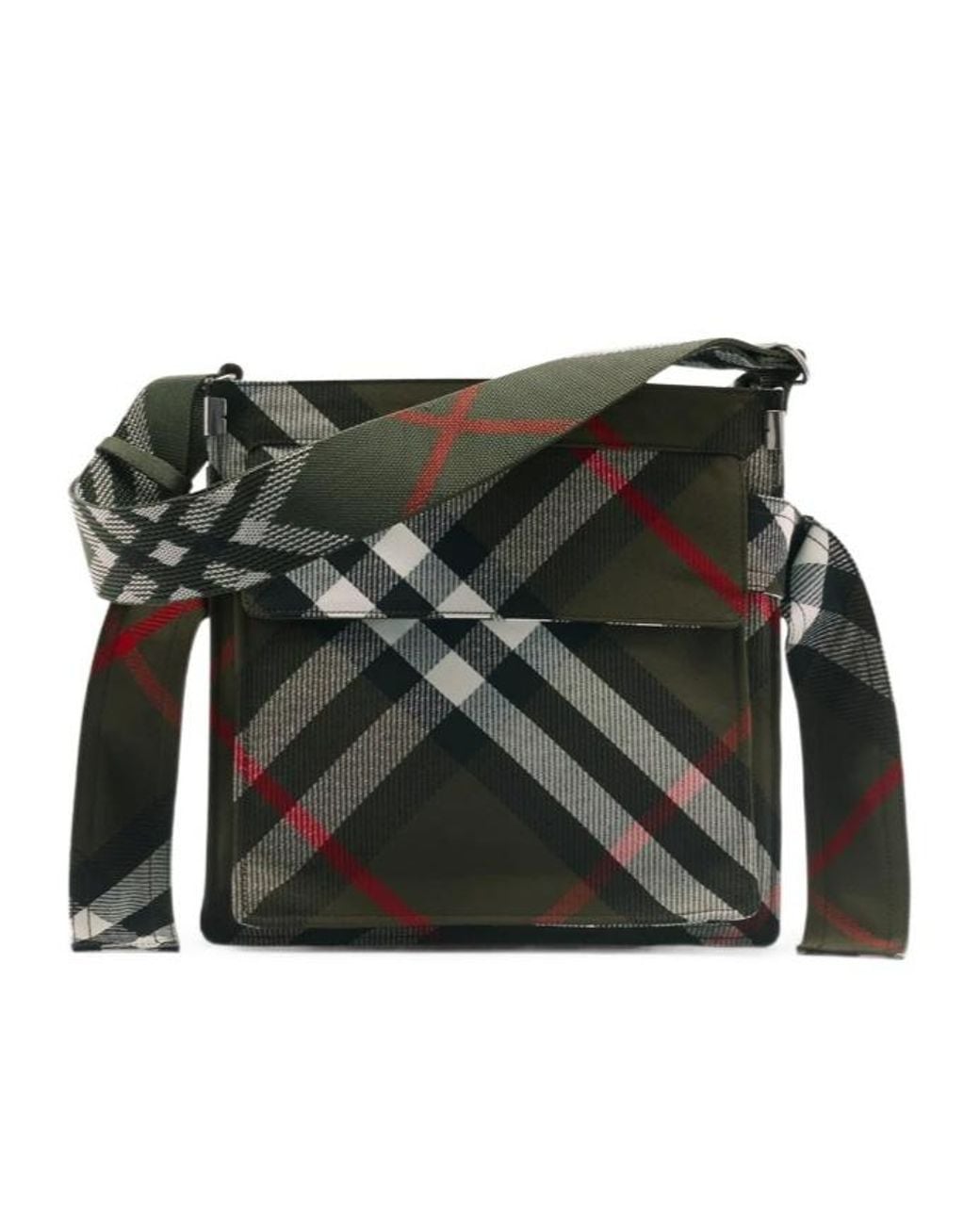 Burberry Black Trench Checked Messenger Bag for men