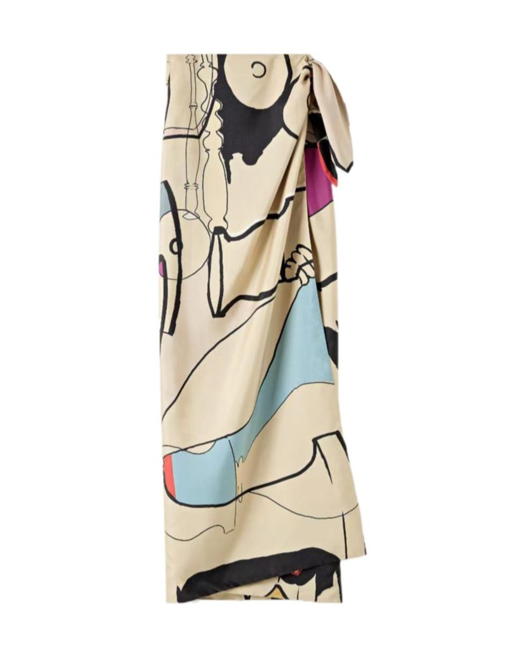 Loro Piana Natural Corina Abstract Pattern Midi Skirt