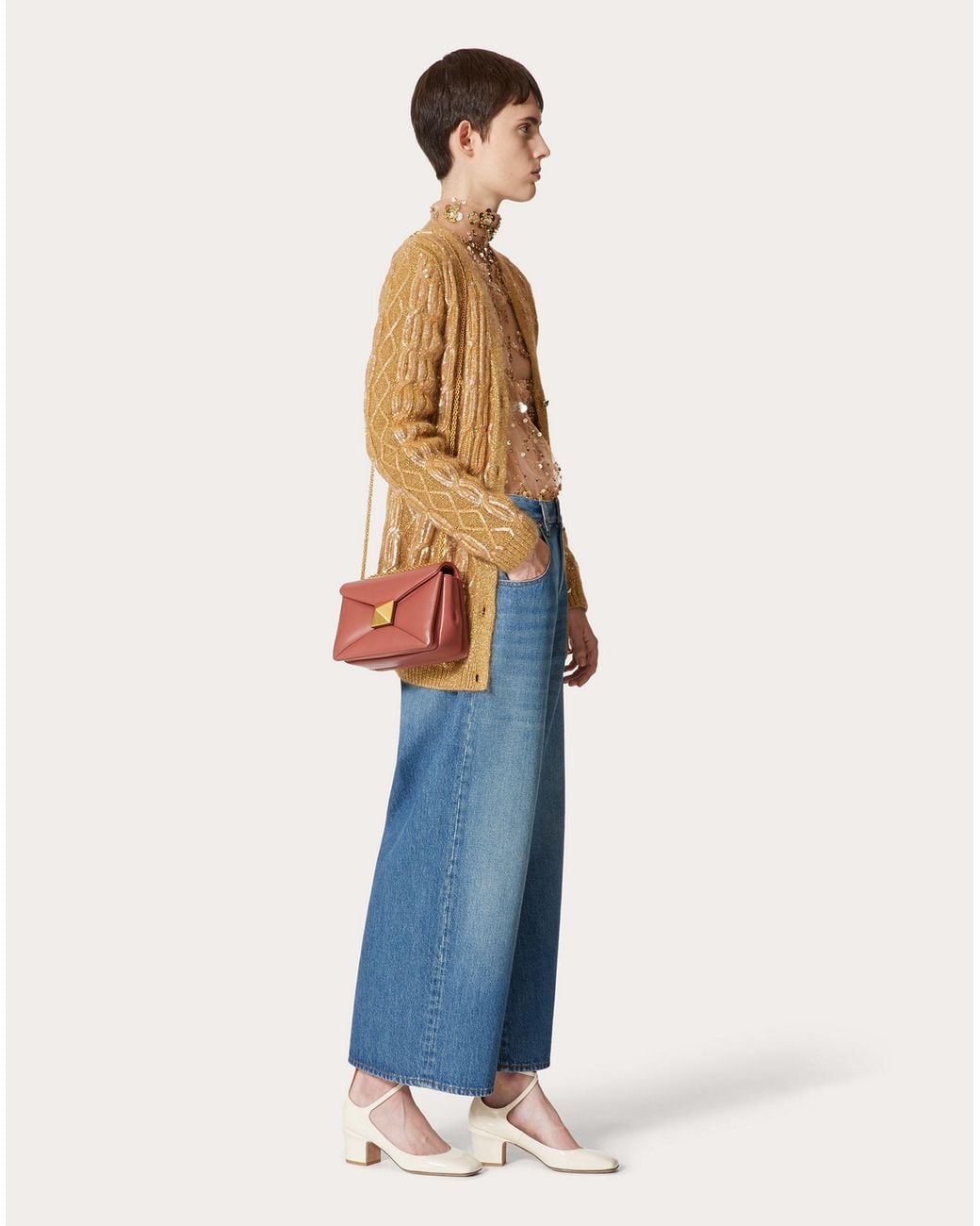 Valentino Blue Vlogo Chain Medium Denim Trousers