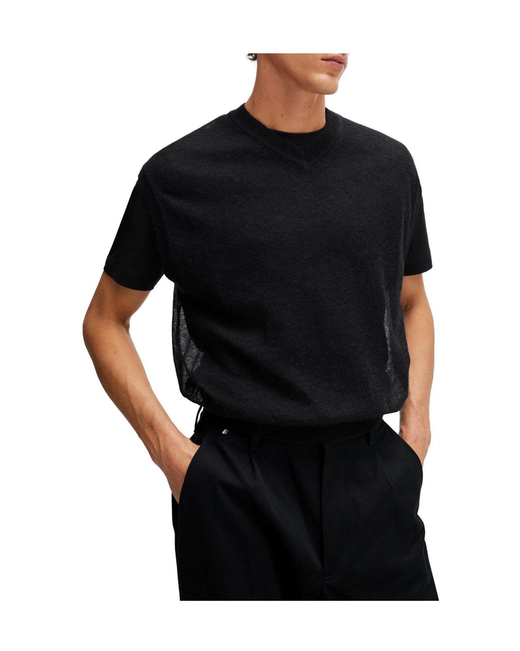 Boss Black V-Neck Knit Vest for men