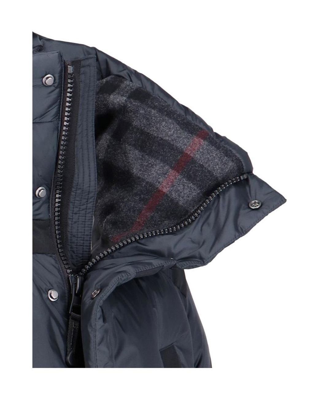 Burberry Blue High-Neck Hooded Coat for men