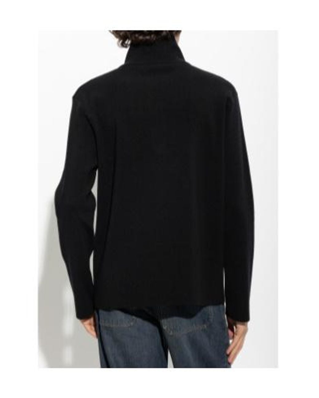 Courreges Black Stand-Up Collar Knitwear for men