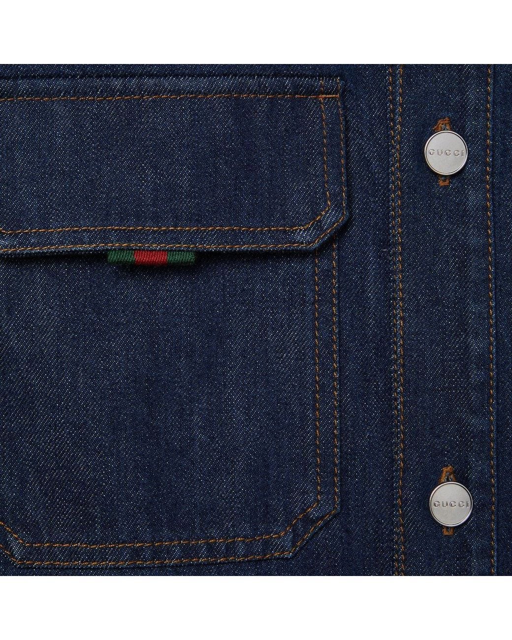 Gucci Blue Relaxed Fit Denim Shirt for men