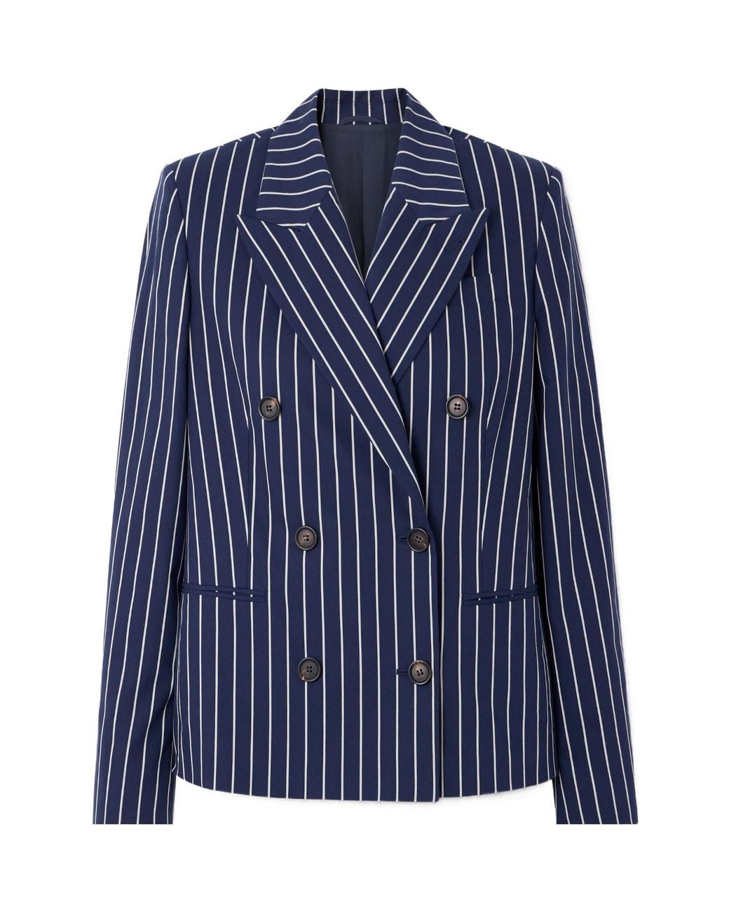 Brunello Cucinelli Blue Double Breasted Striped Blazer