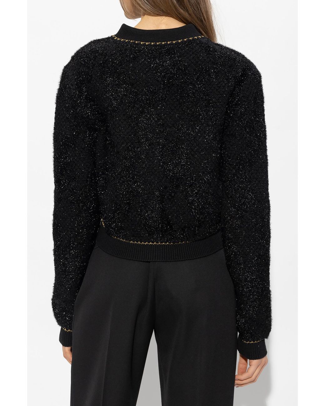 Versace Black Tweed Buttoned Cardigan