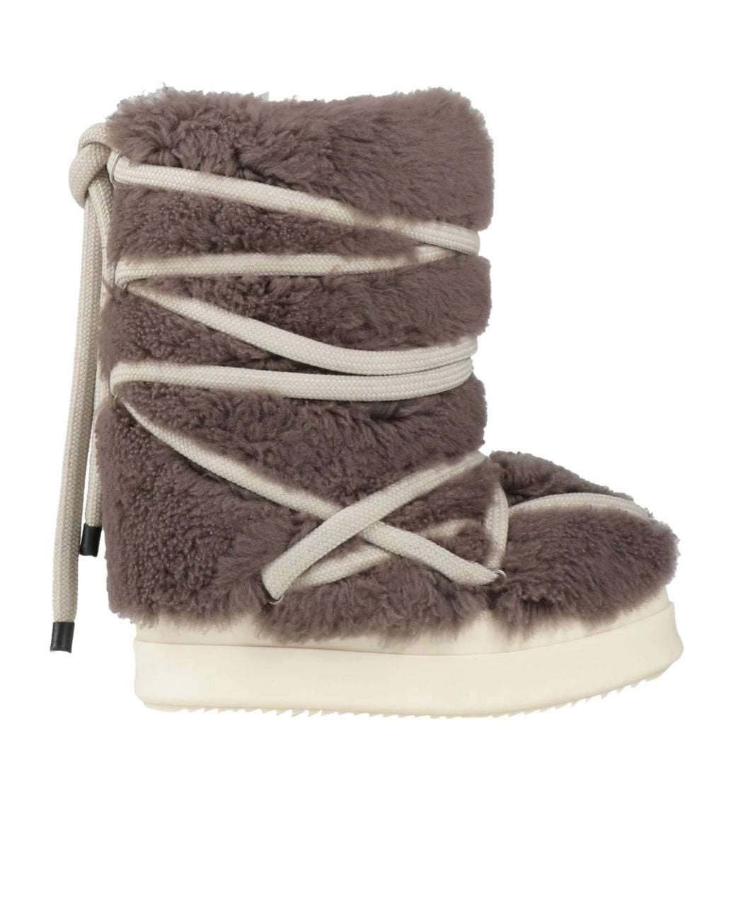 Rick Owens Gray Fleece-Lined Thick-Soled Boots