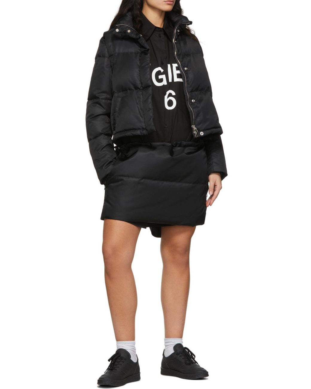 Maison Margiela Black 6 Logo Shirt Dress