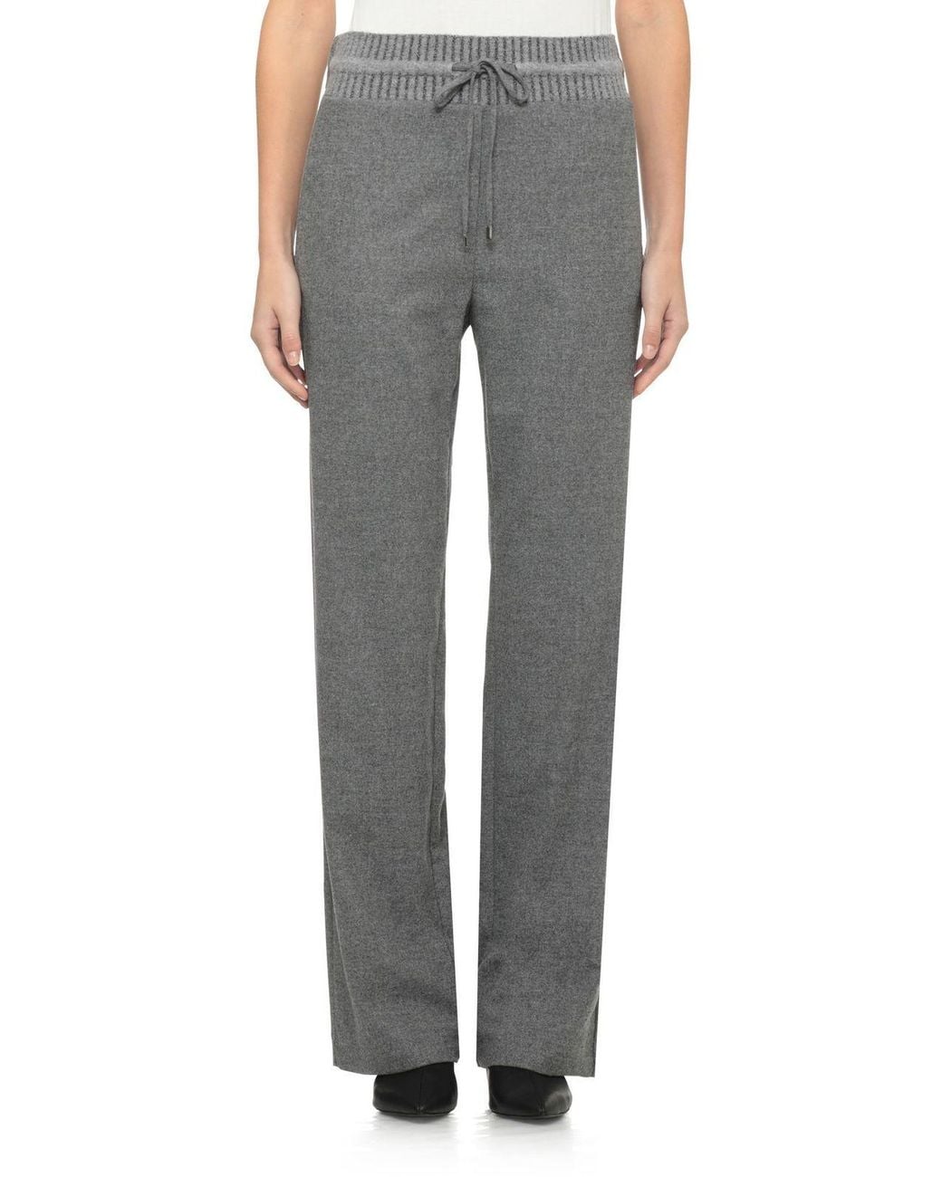 D.exterior Gray Drawstring Knit-Waist Pants