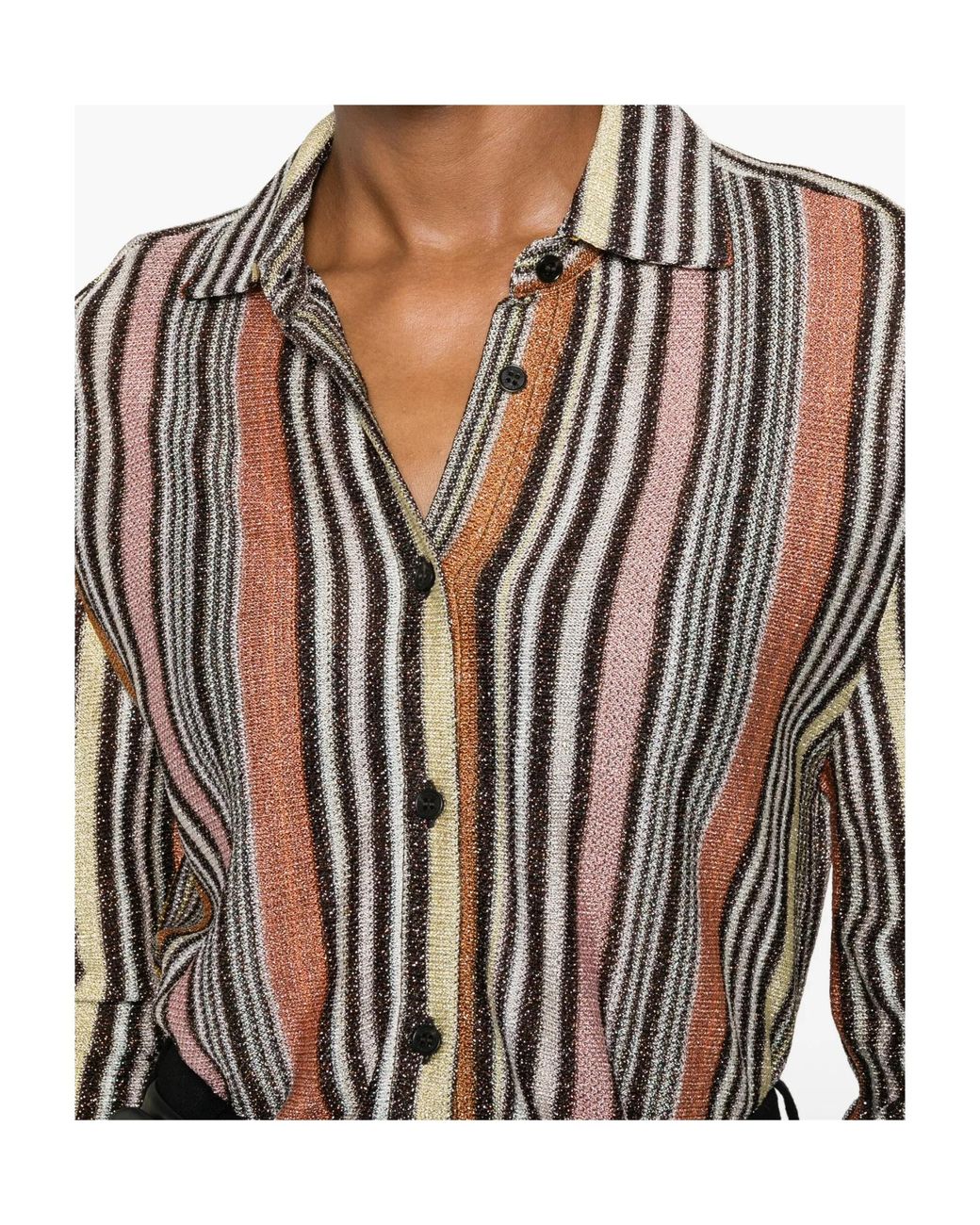 Missoni Brown Striped Metallic-Thread Shirt