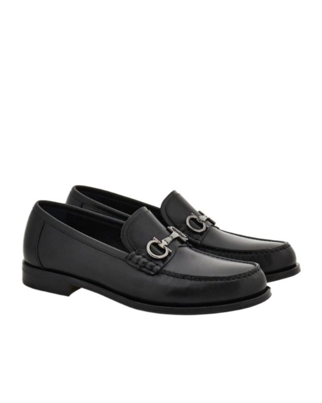 Ferragamo Black Ferragamo Gancini Buckle Slip-On Loafers for men
