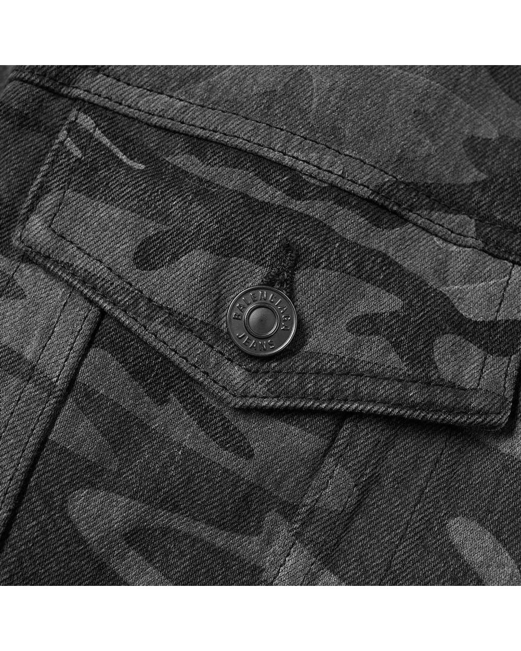 Balenciaga Gray Camo Print Denim Jacket for men