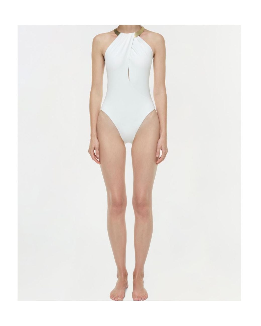 Jonathan Simkhai White Bindi Draped One Piece