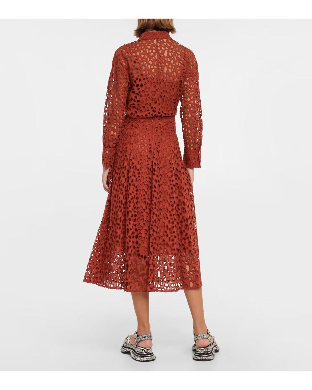 Vince Red Madeira Embroidery Skirt