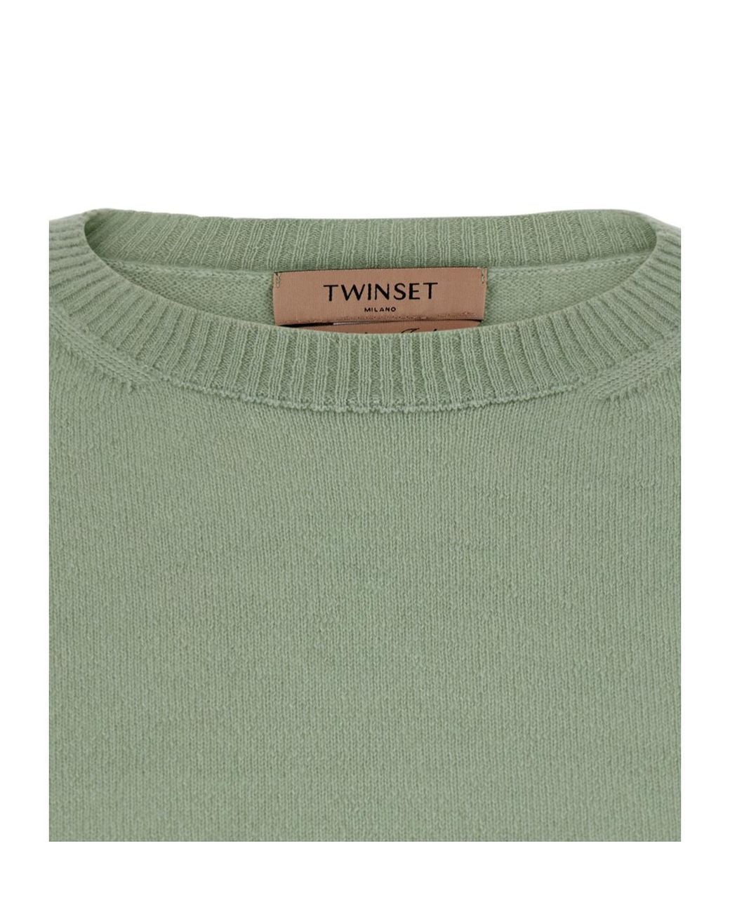 Twinset Green Ribbed Hem Knitted Sweater