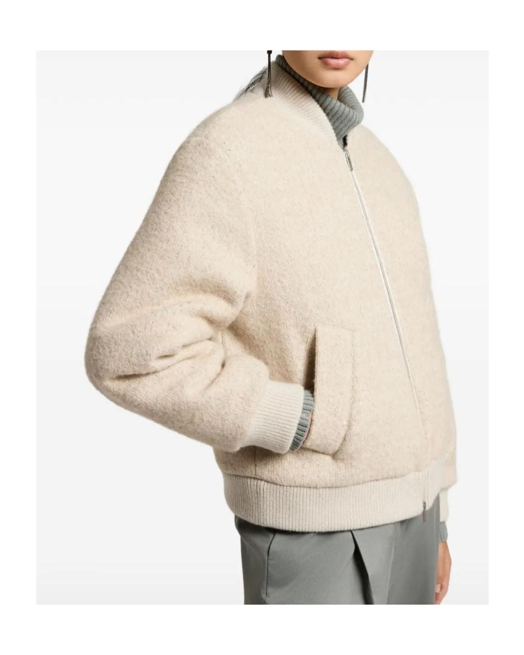 Peserico Natural Sequined Zip-Up Jacket