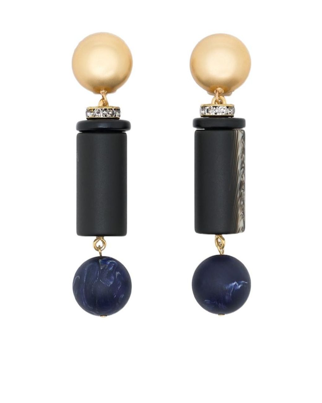 Giorgio Armani Black Geometric Drop Earrings