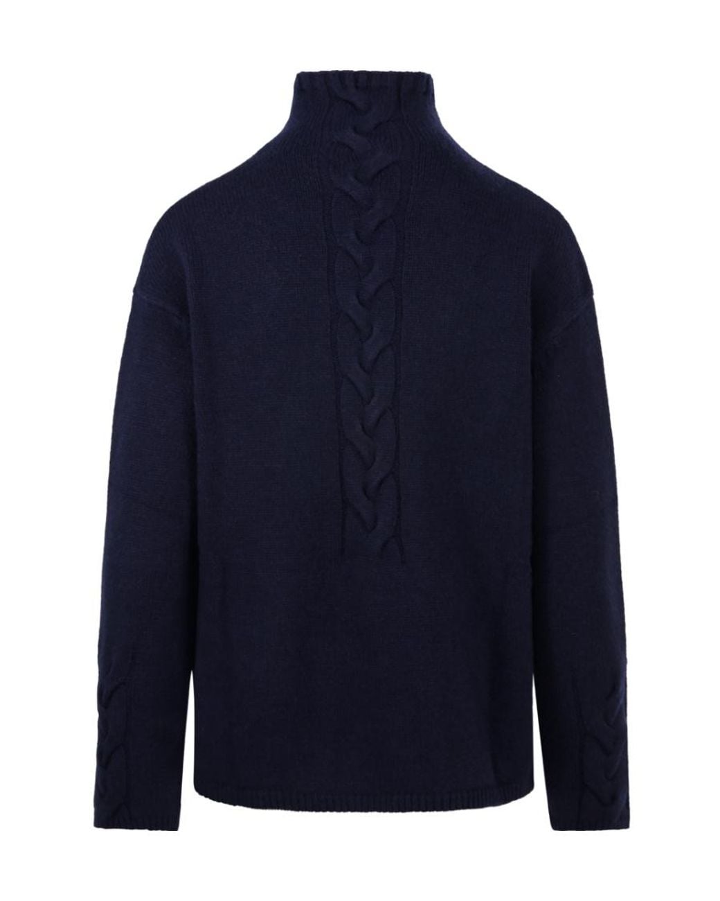 Max Mara Blue High-Neck Long-Sleeved Sweater