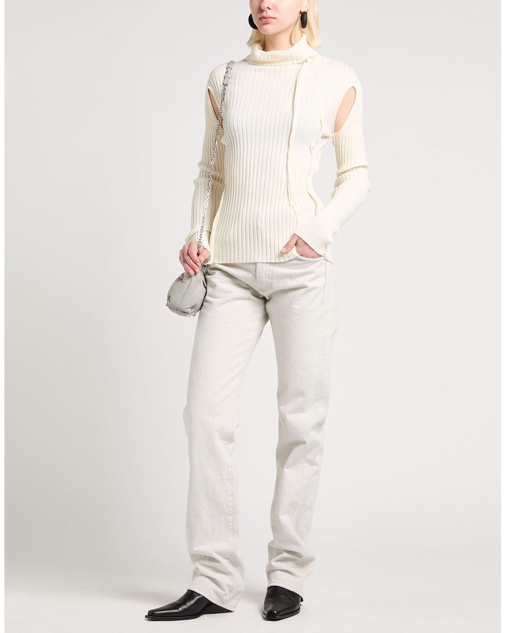 MM6 by Maison Margiela Natural Solid Color Knitted Top