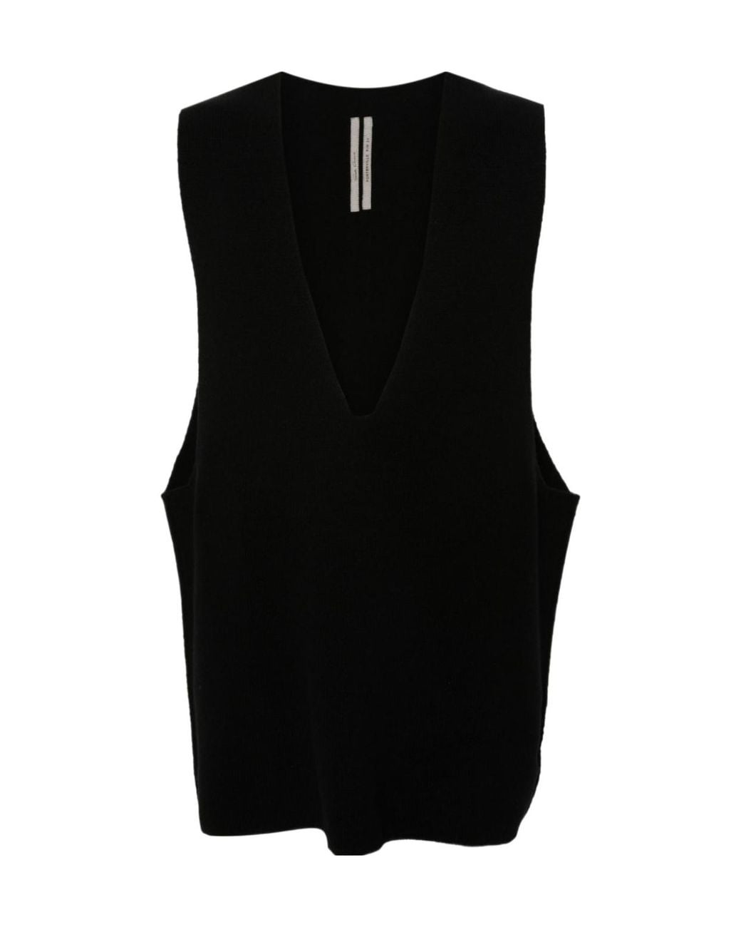 Rick Owens Black V Tank Fine-Knit Vest for men
