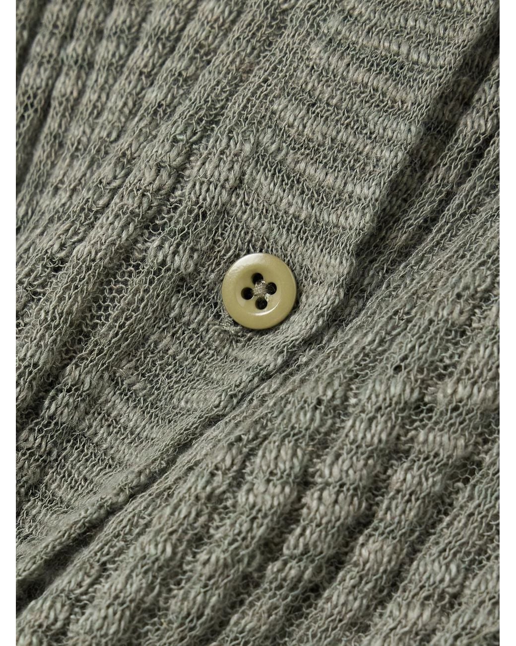 Acne Green Ribbed Semi-Sheer Cardigan