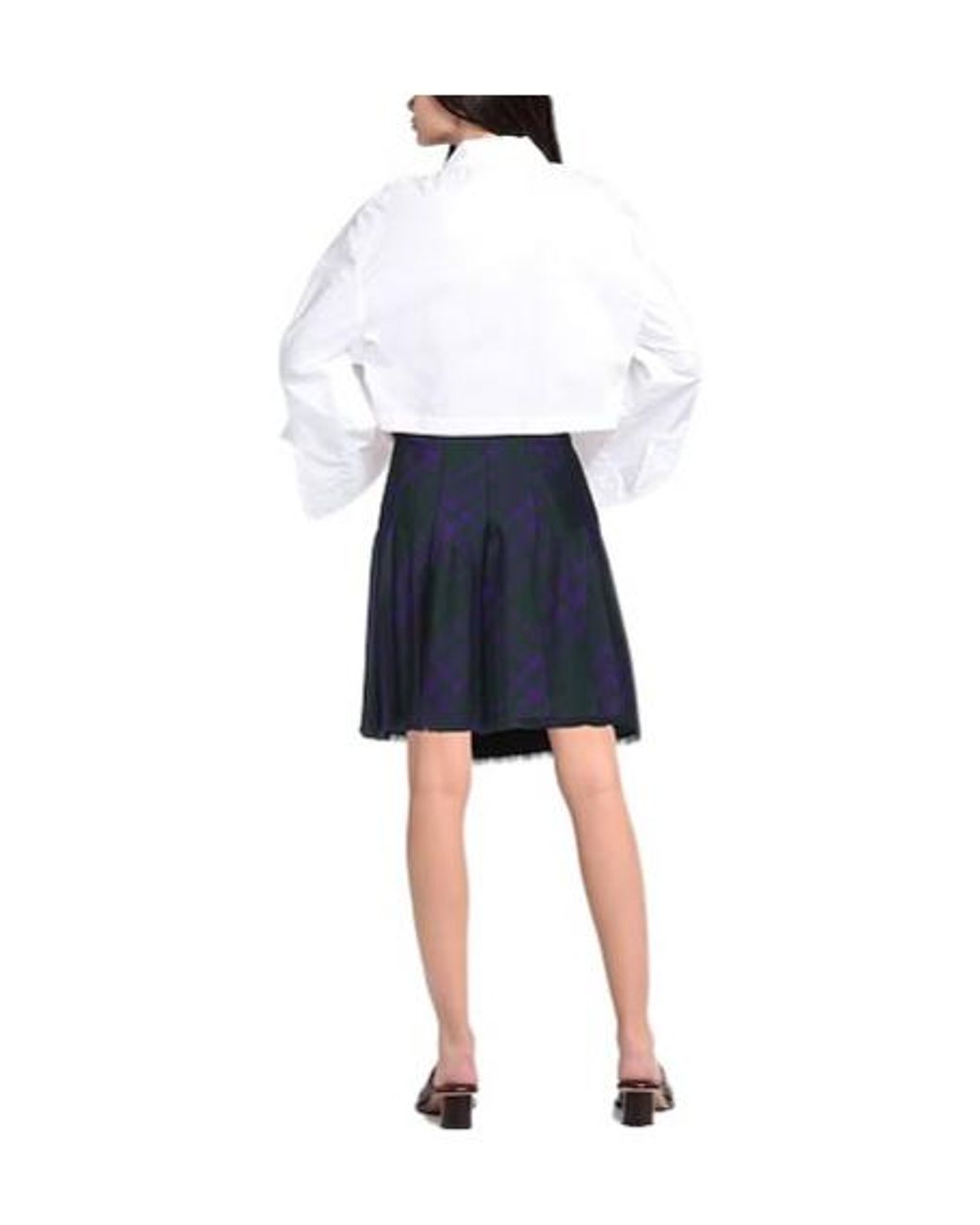 Burberry Blue Plaid Pleated Skirt