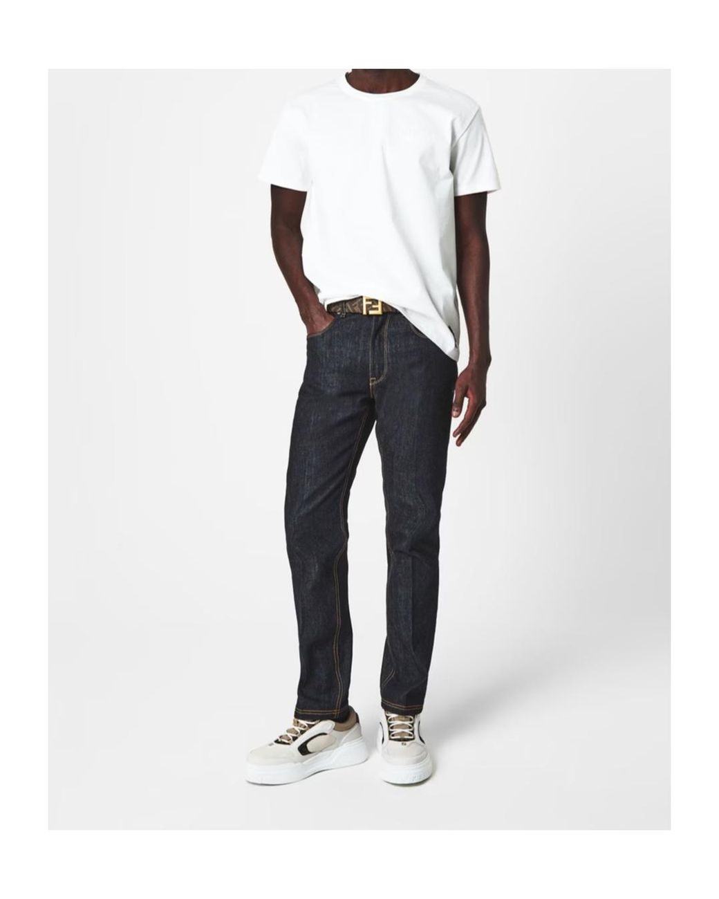 Fendi White Reversible Belt for men