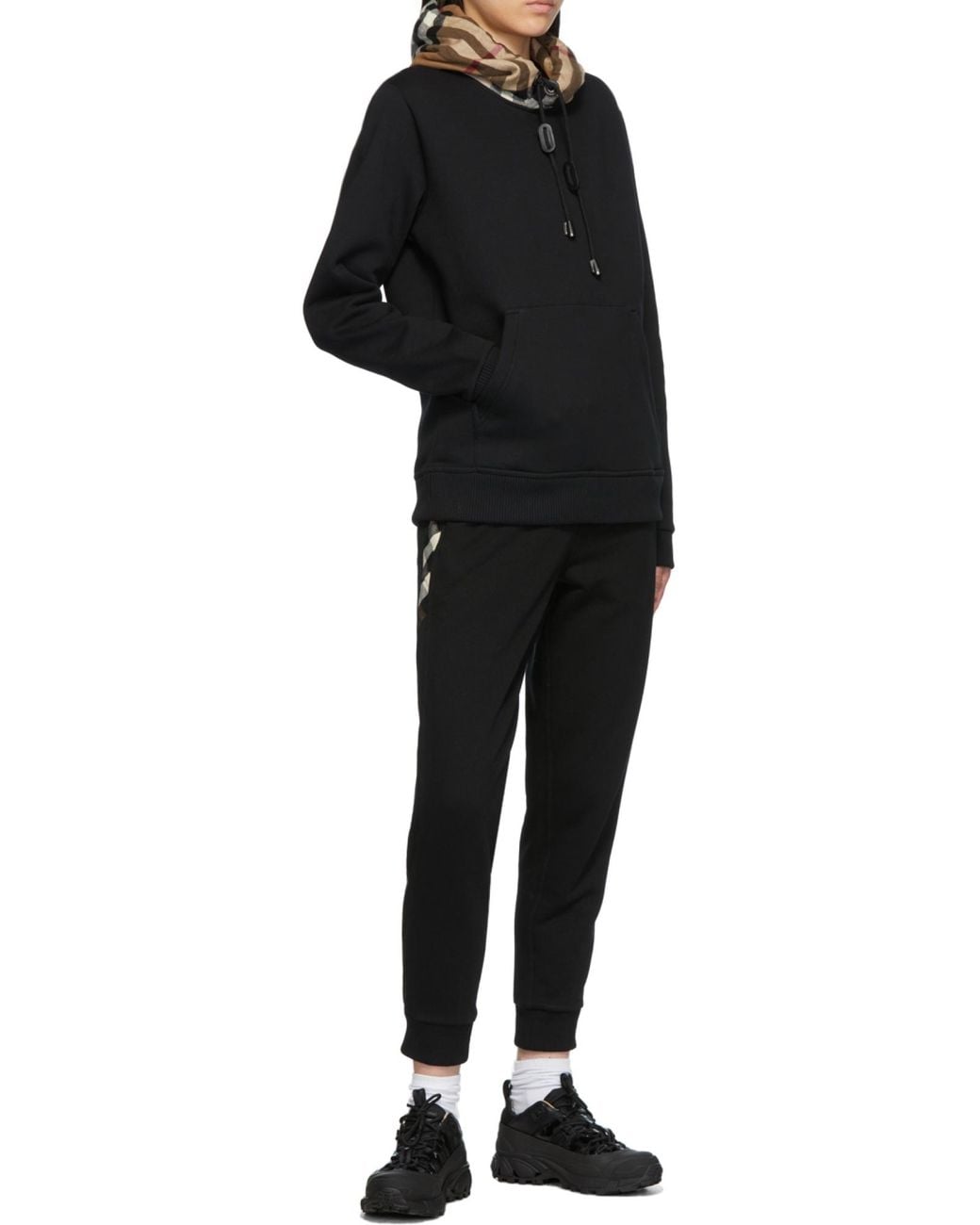 Burberry Black Check-Detail Hoodie for men