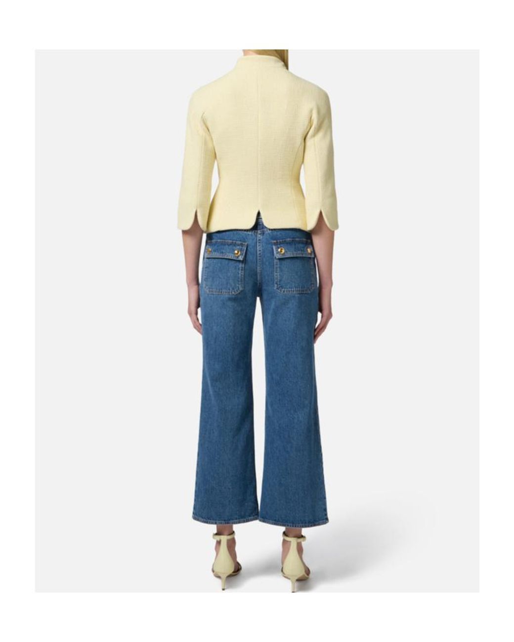 Elisabetta Franchi White Logoed Button Tweed Jacket