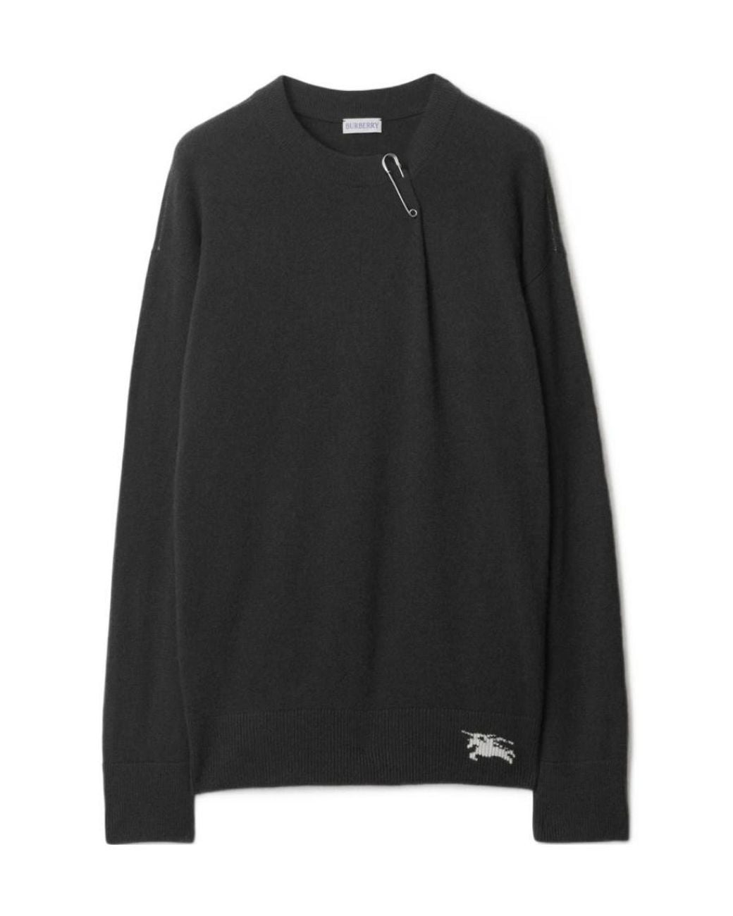 Burberry Black Ekd Safety Pin Detailed Knitted Jumper