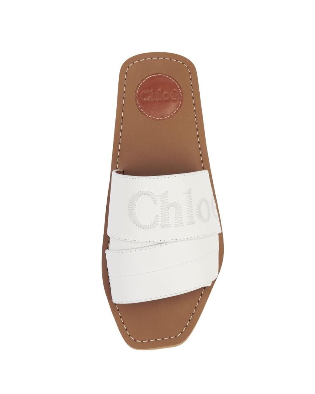 Chloé White Chloé Woody Flat Mules