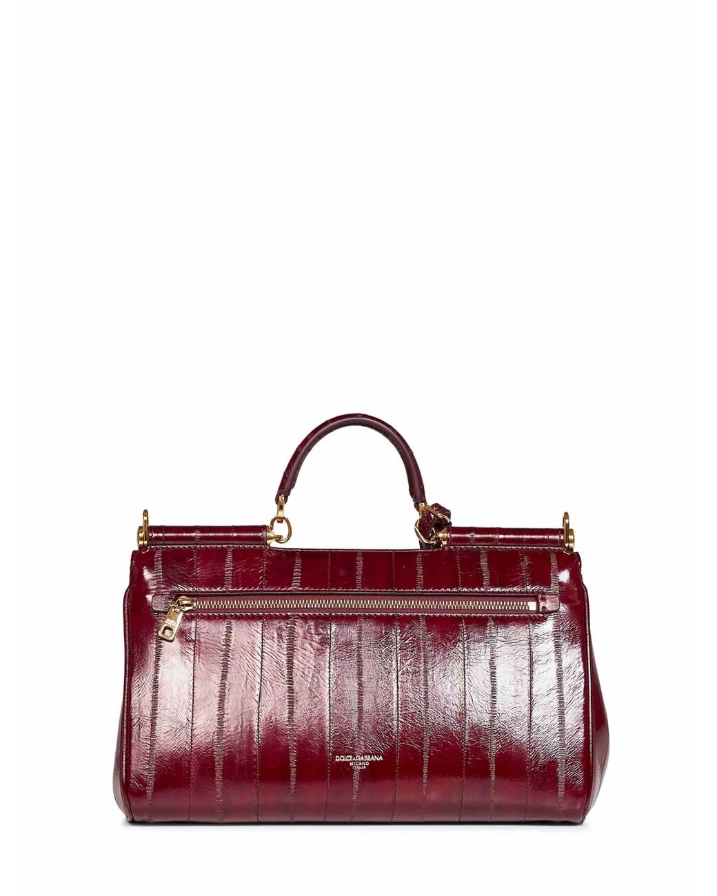 Dolce & Gabbana Red Logo Plaque Medium My Sicily Eel Handbag