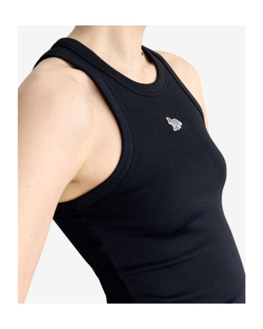 Maison Kitsuné Black Maison Kitsuné Baby Fox Ribbed Tank Top