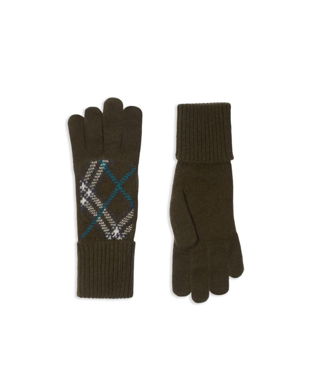 Burberry Green Checked Knitted Golves