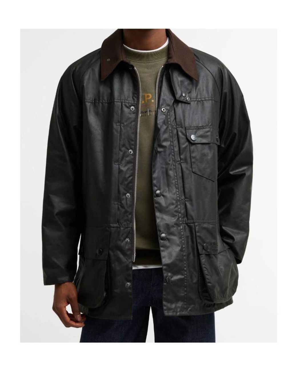 Barbour Black X A.P.C. Beaufort Waxed Jacket for men