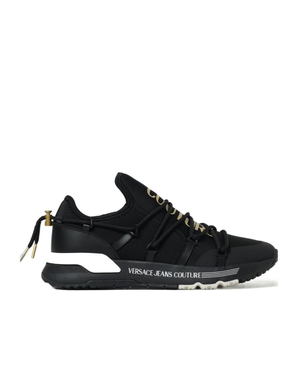 Versace Jeans Black Couture Logo Printed Low-Top Sneakers for men