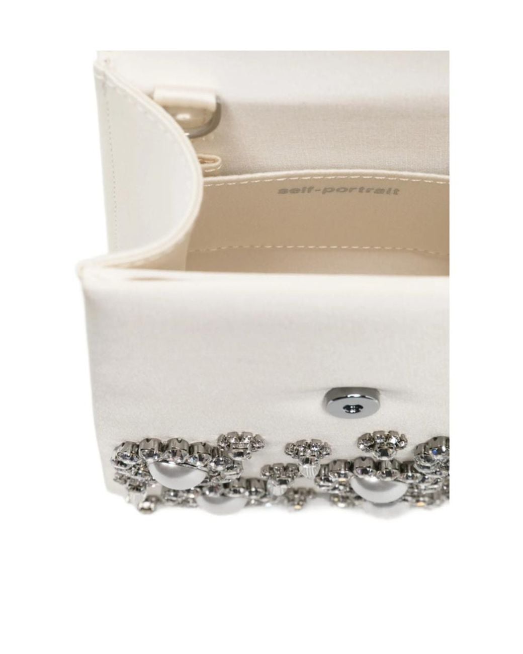 Self-Portrait White Embellished Chain Shoulder Bag