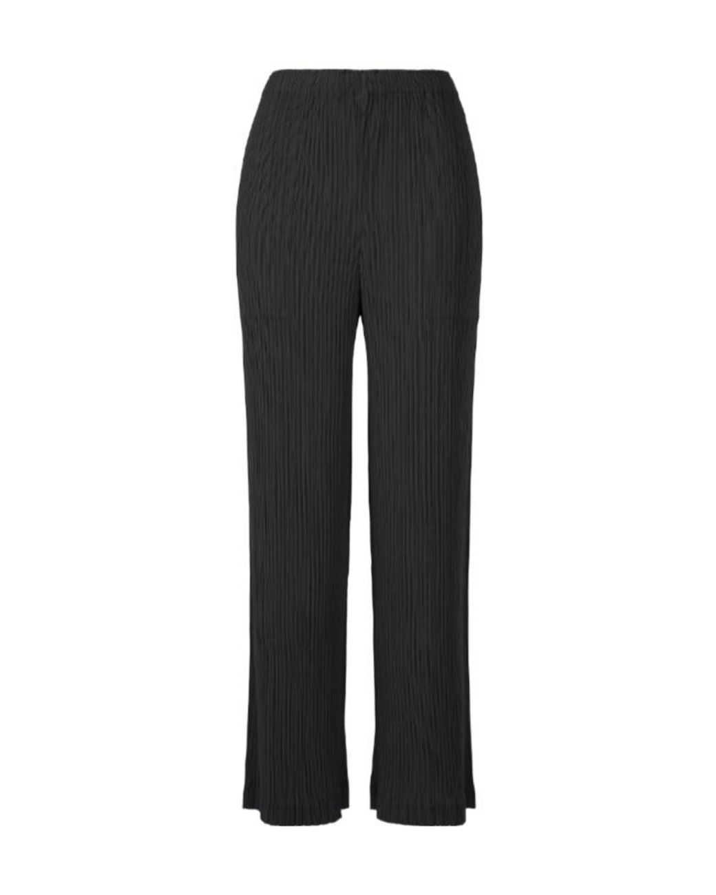 Issey Miyake Black Hatching Pleats Trousers