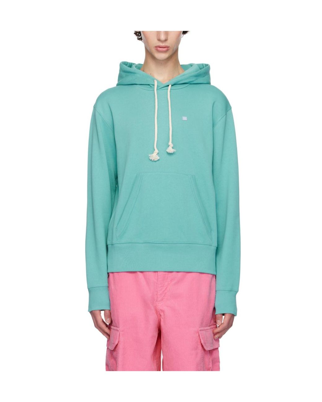 Acne Blue Logo Print Hoodie for men