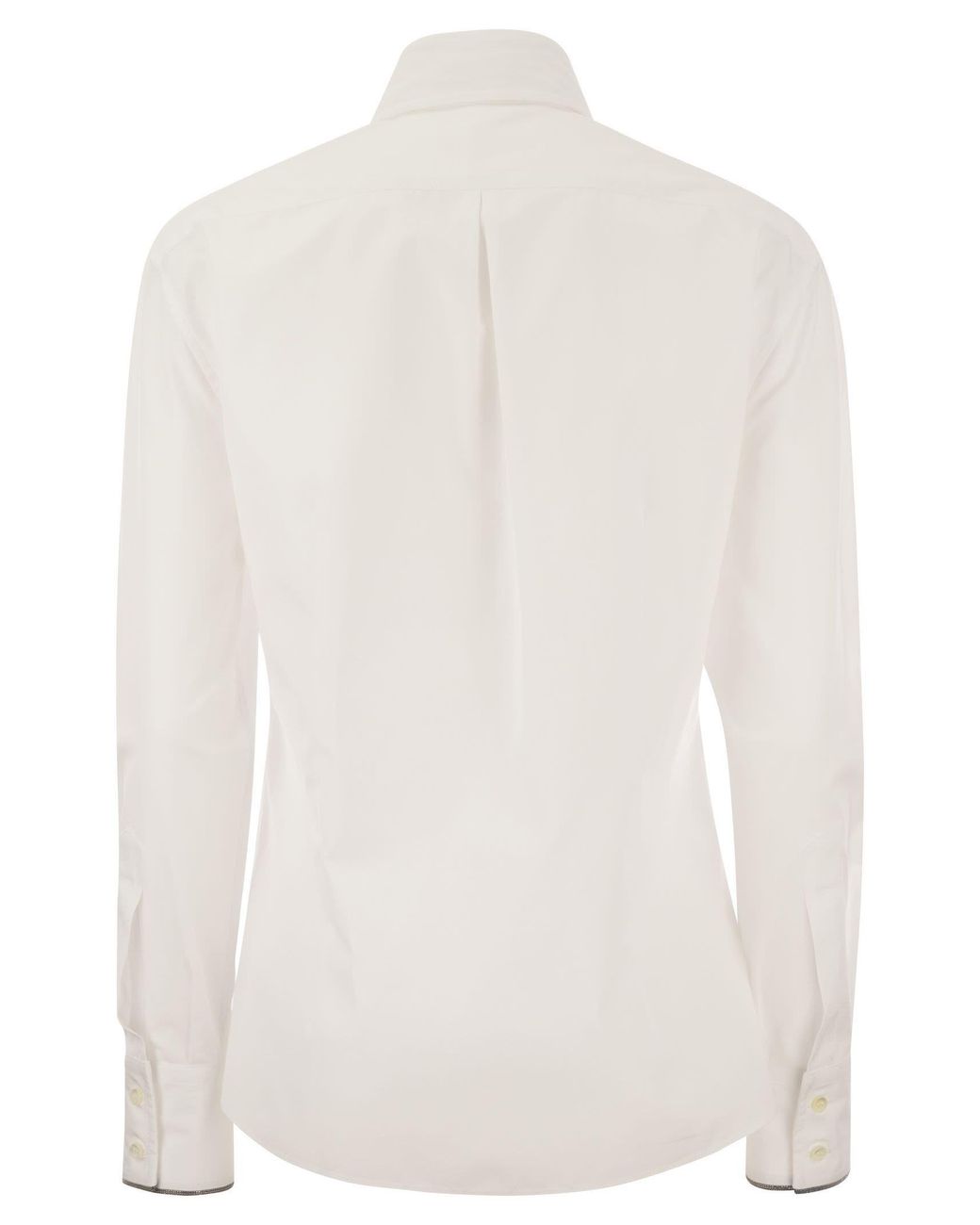 Brunello Cucinelli White Long-Sleeved Button-Up Shirt