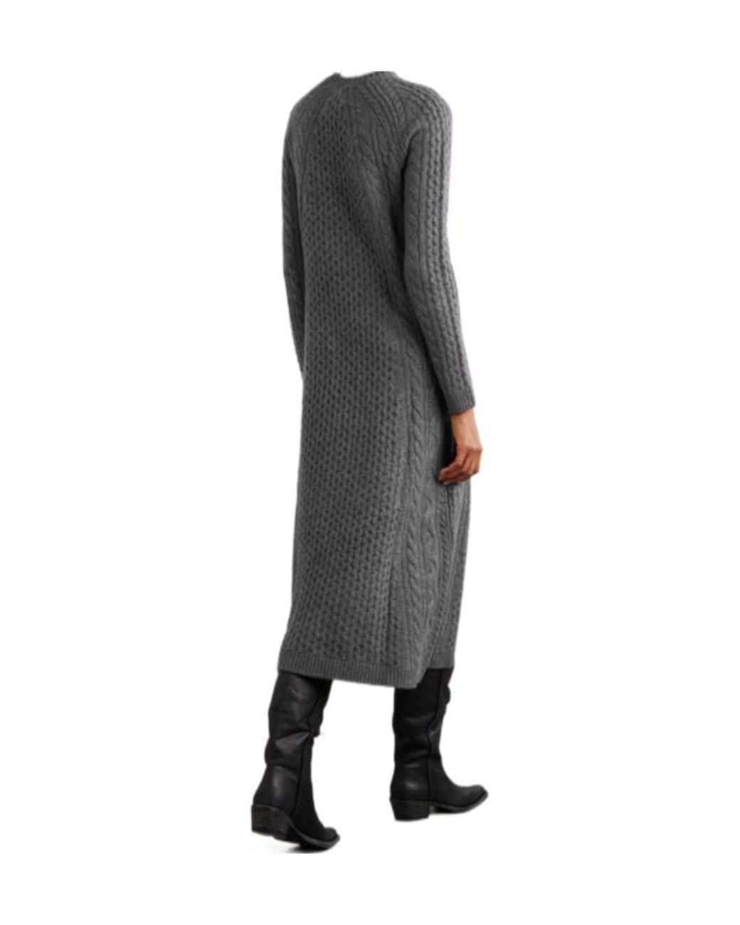 Lisa Yang Gray Nyla Cable-Knit Cashmere Midi Dress